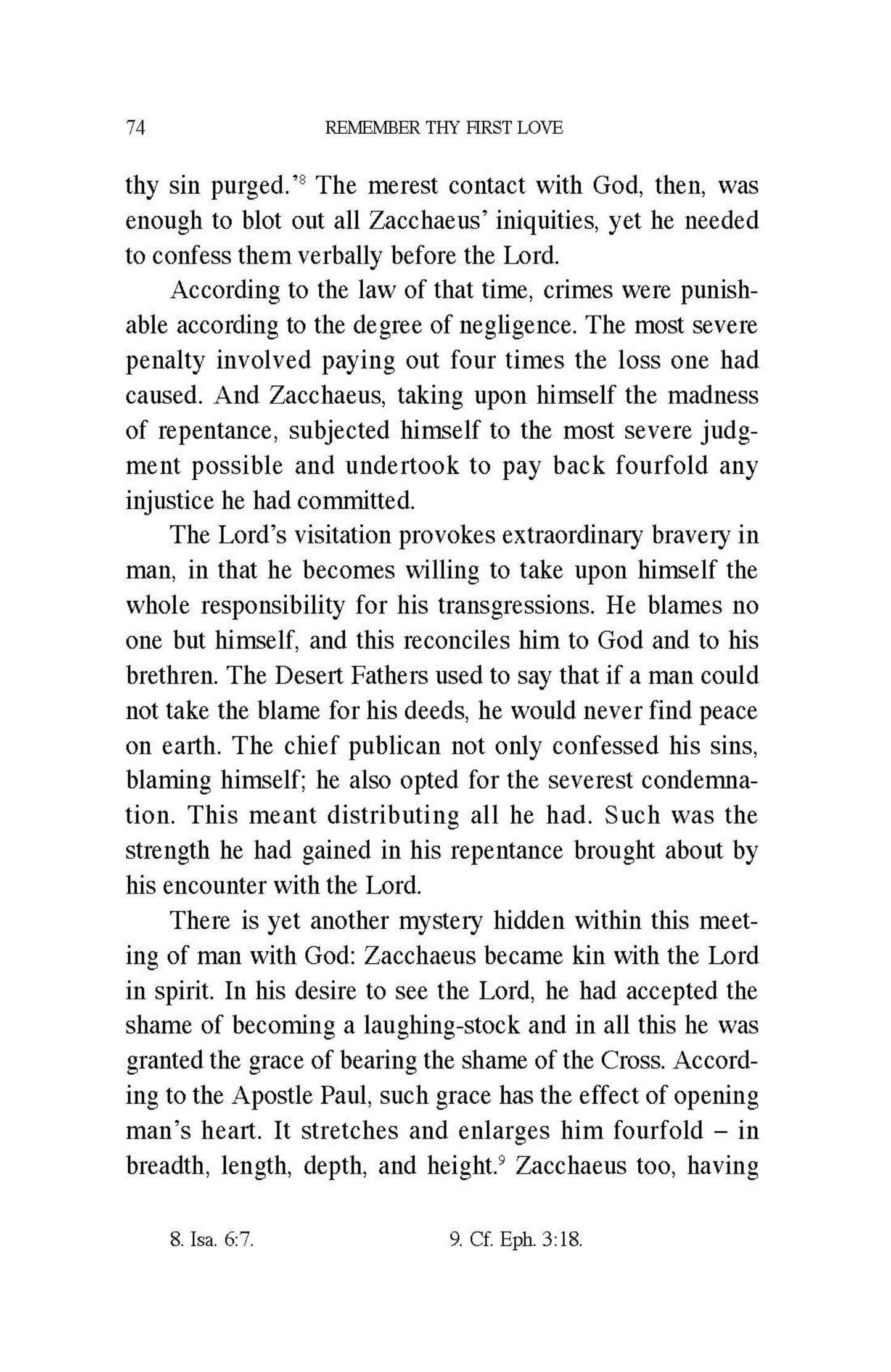 Remember Thy First Love, by Archimandrite Zacharias
